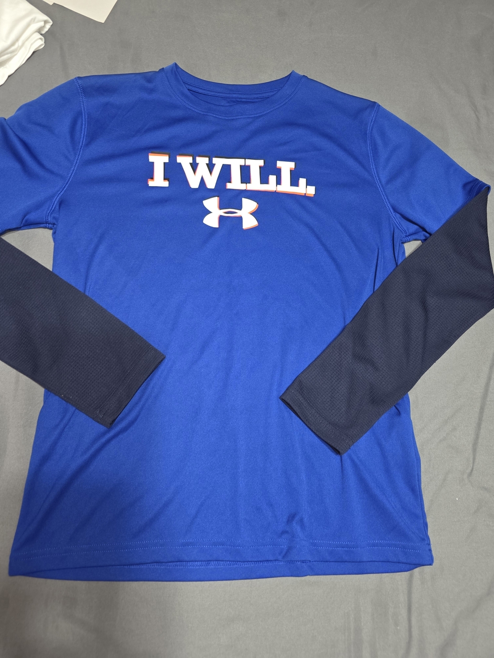 Under Armour Boys Blue Long Sleeve "I WILL" Performance Shirt
